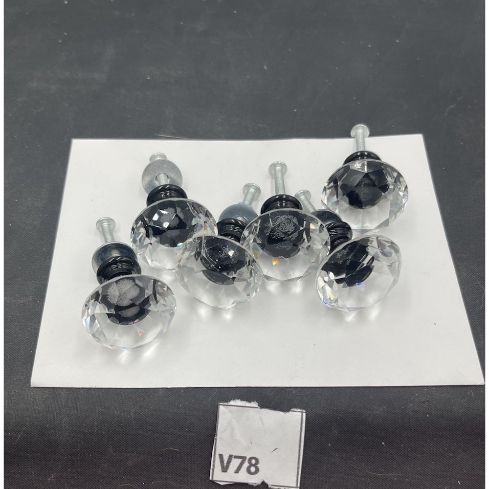 Six Sparkly Cut Glass Drawer Cabinet Pull Knobs